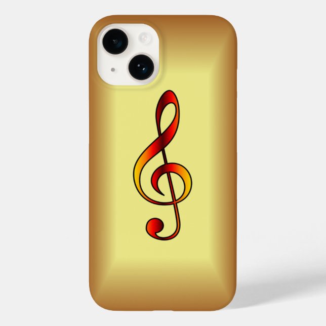 Avant Garde, Red, Gold G clef on Gold Background   Case-Mate iPhone Case (Back)