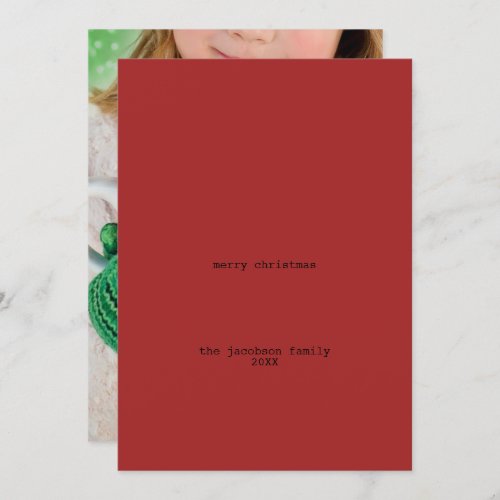 Avant_Garde Red Minimalist Merry Christmas Photo Holiday Card
