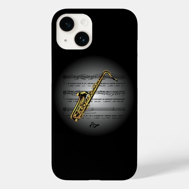 Avant Garde ~ Saxophone on Globe with Sheet Music  Case-Mate iPhone Case (Back)