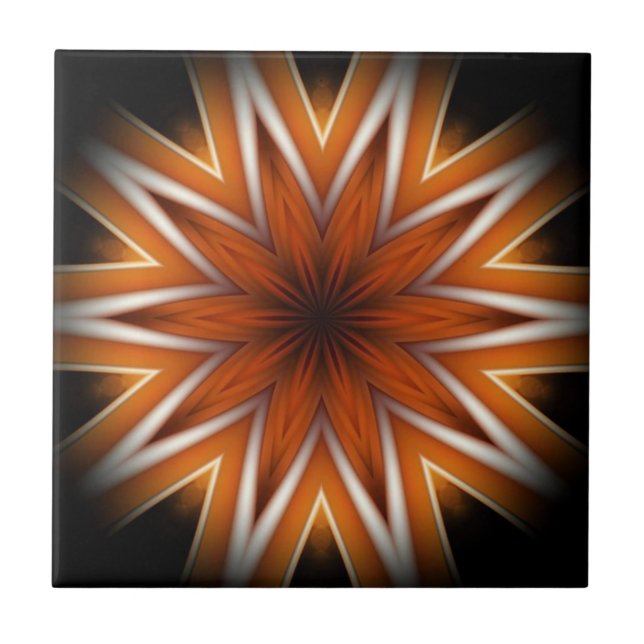  Avant-Garde ~ Starburst Russet And Black 0211 ~  Ceramic Tile (Front)