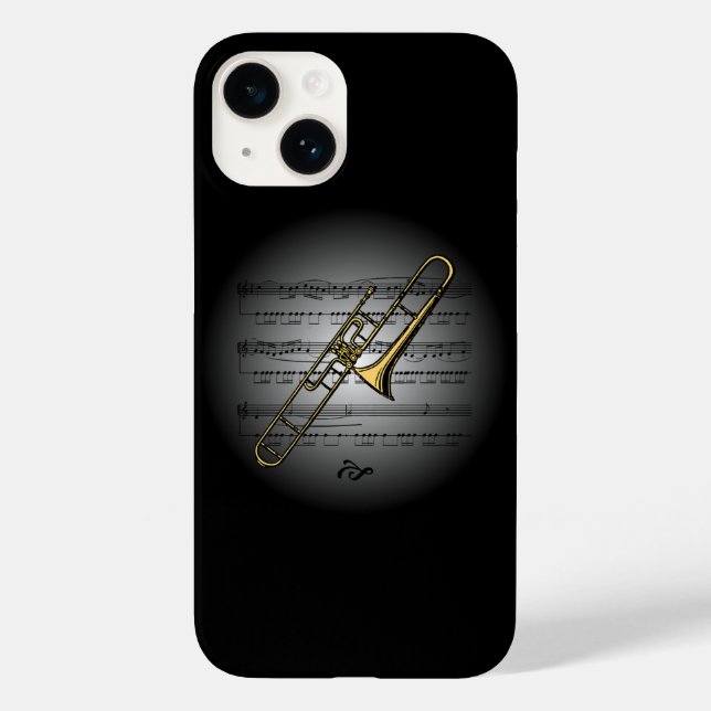 Avant Garde Trombone on Globe with Sheet Music  Case-Mate iPhone Case (Back)