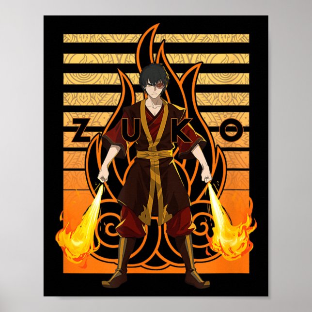 Avatar The Last Airbender Zuko with Flames Graphic Poster (Front)