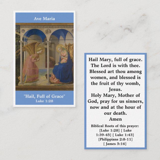 Ave Maria Hail Mary prayer card (Front/Back)