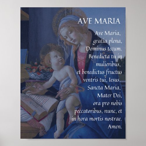 AVE MARIA Latin Prayer Poster
