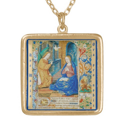 Ave Maria prayer Gold Plated Necklace