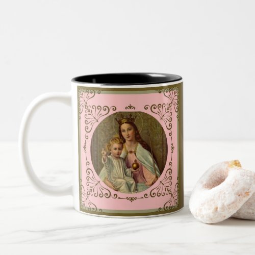 AVE MARIA QUEEN MARY INFANT JESUS THRONE SCEPTER Two_Tone COFFEE MUG