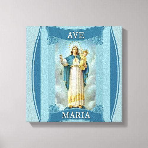 AVE MARIA VIRGIN MARY CHRIST CHILD Rosary Canvas Print