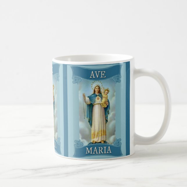 AVE MARIA VIRGIN MARY CHRIST CHILD Rosary Coffee Mug (Right)