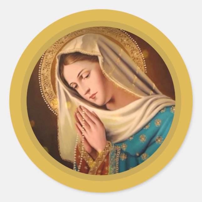 Ave Maria ... Virgin Mary Classic Round Sticker (Front)