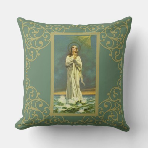 Ave Maris Stella Mary Virgin Rosary Throw Pillow
