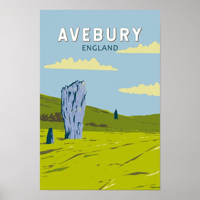 Avebury England Travel Art Vintage Poster (Front)