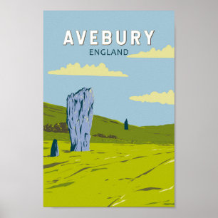 Avebury England Travel Art Vintage Poster