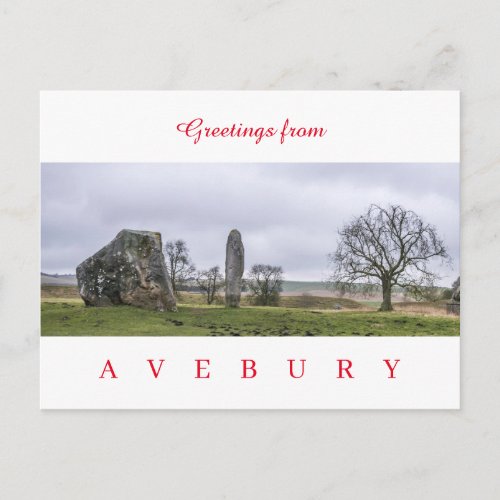 Avebury stone circle view postcard