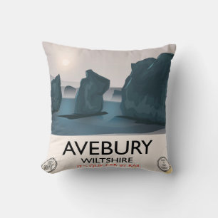 Avebury, Wiltshire Stone circle vintage travel. Throw Pillow