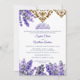 avender Floral Valima Ceremony Islamic Wedding Invitation