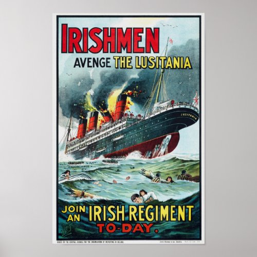Avenge The Lusitania _ Join An Irish Regiment Poster