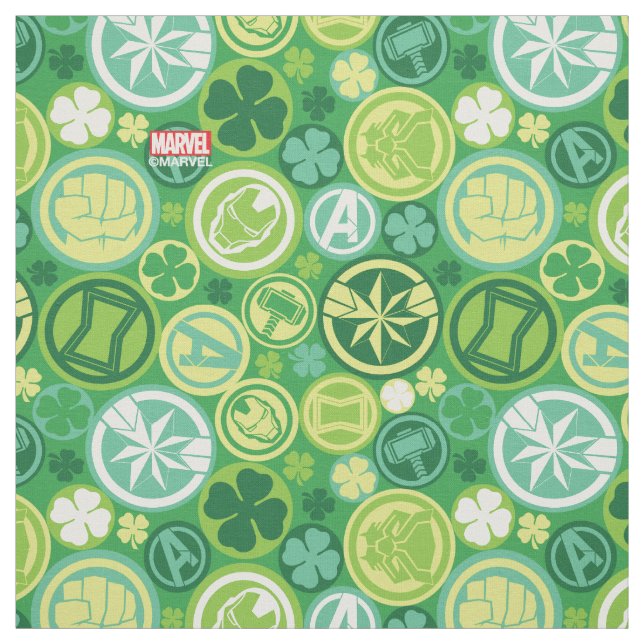 Avenger Icons & Shamrocks Pattern Fabric (Swatch)