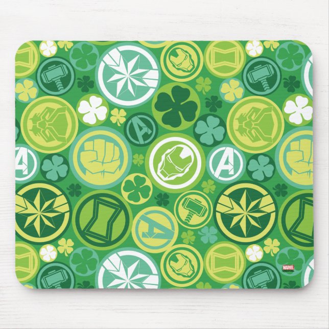 Avenger Icons & Shamrocks Pattern Mouse Pad (Front)