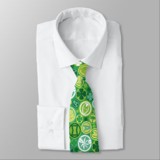 Avenger Icons & Shamrocks Pattern Neck Tie