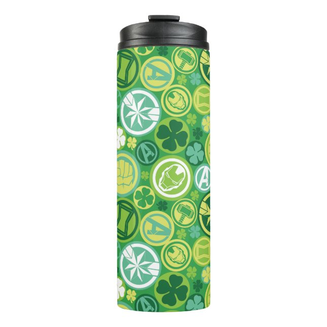 Avenger Icons & Shamrocks Pattern Thermal Tumbler (Front)