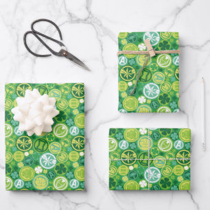 Avenger Icons & Shamrocks Pattern Wrapping Paper Sheets