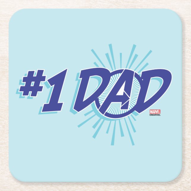 Avengers | #1 Dad Square Paper Coaster (Front)