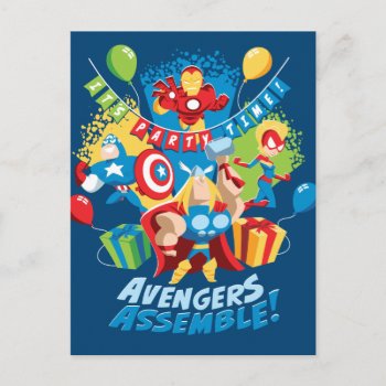 Avengers Assemble Birthday Party Postcard by avengersclassics at Zazzle