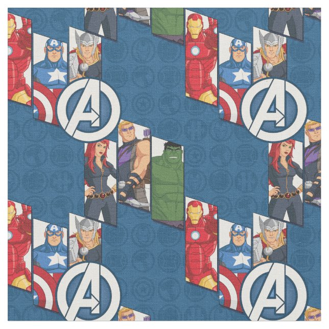 Avengers Assemble Characters Kid Pattern Fabric (Close Up)