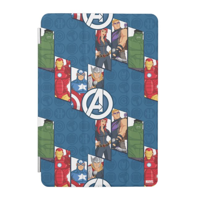 Avengers Assemble Characters Kid Pattern iPad Mini Cover (Front)