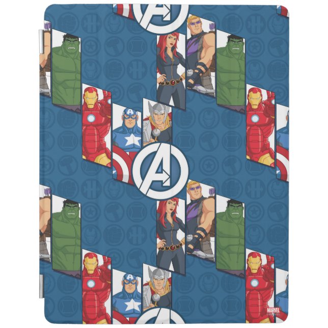 Avengers Assemble Characters Kid Pattern iPad Smart Cover (Front)