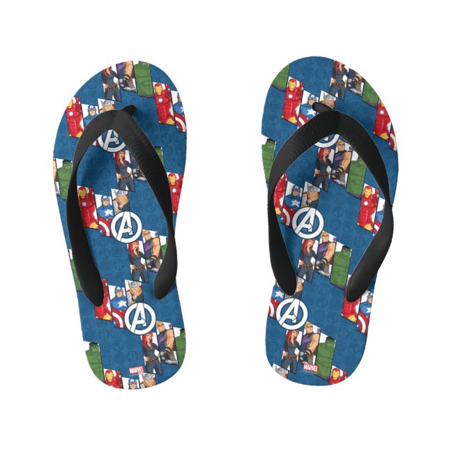 Avengers Assemble Characters Kid Pattern Kid's Flip Flops (Footbed)