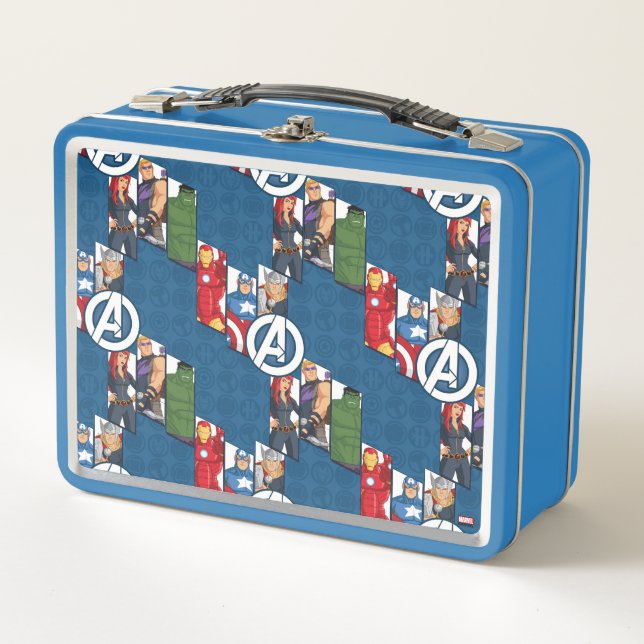 Avengers Assemble Characters Kid Pattern Metal Lunch Box (Front)