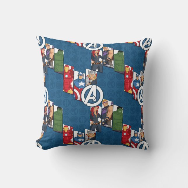 Avengers Assemble Characters Kid Pattern Throw Pillow (Front)