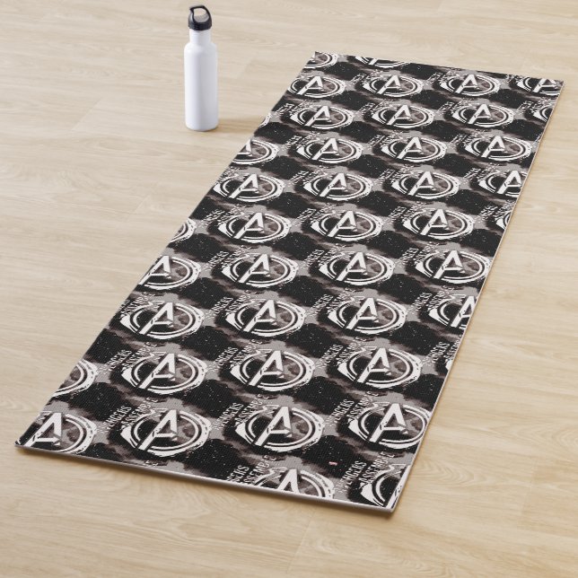 Avengers Assemble Grunge Pattern Yoga Mat (In Situ)