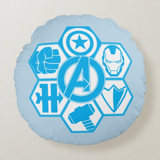 Avengers Assemble Icon Badge Round Pillow (Front)