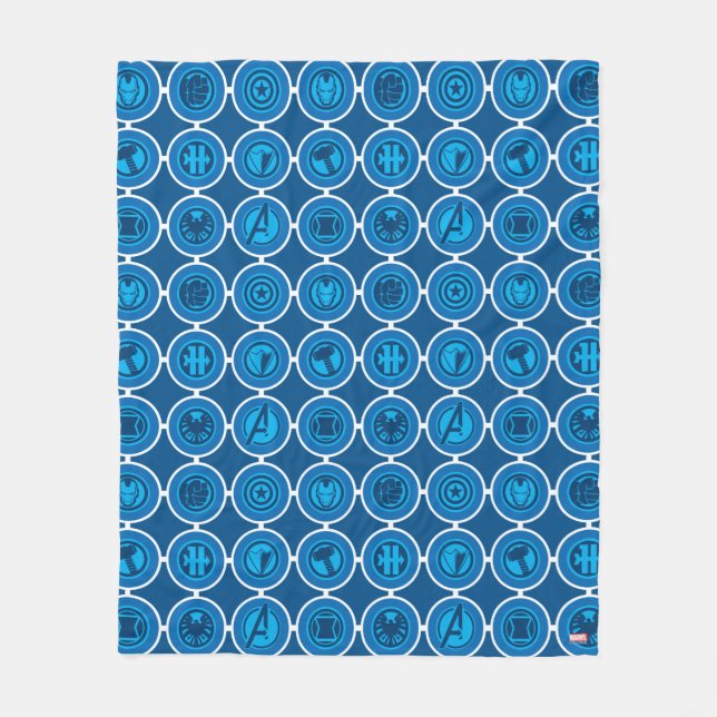 Avengers Assemble Icon Pattern Fleece Blanket (Front)
