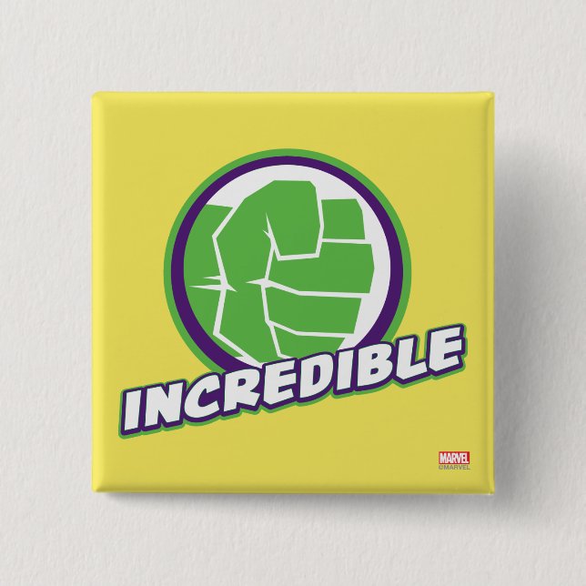 Avengers Assemble Incredible Hulk Logo Button (Front)