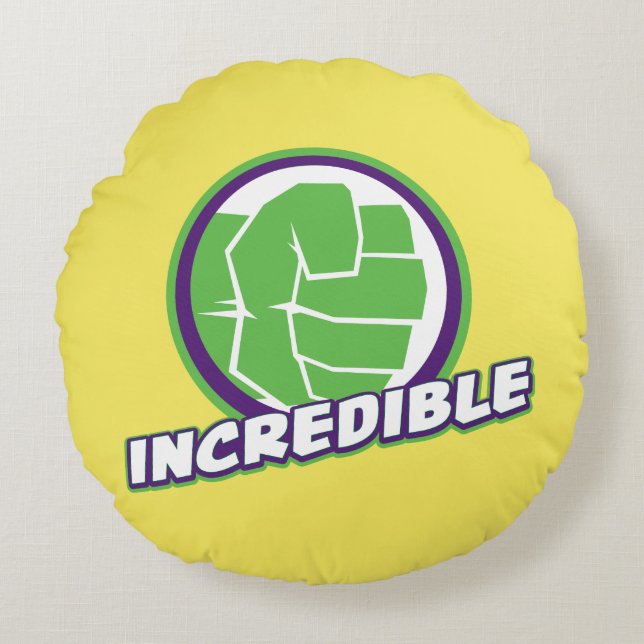 Avengers Assemble Incredible Hulk Logo Round Pillow (Front)