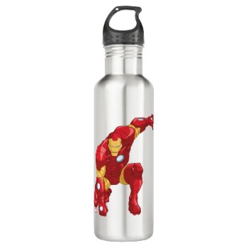 Avengers Assemble Iron Man Character Art Water Bottle by avengersclassics at Zazzle