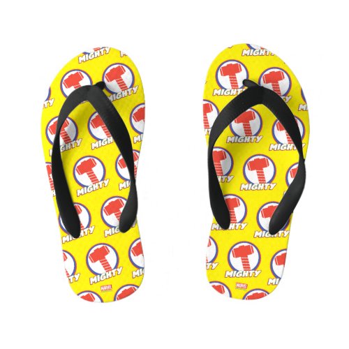 Avengers Assemble Mighty Thor Logo Kids Flip Flops