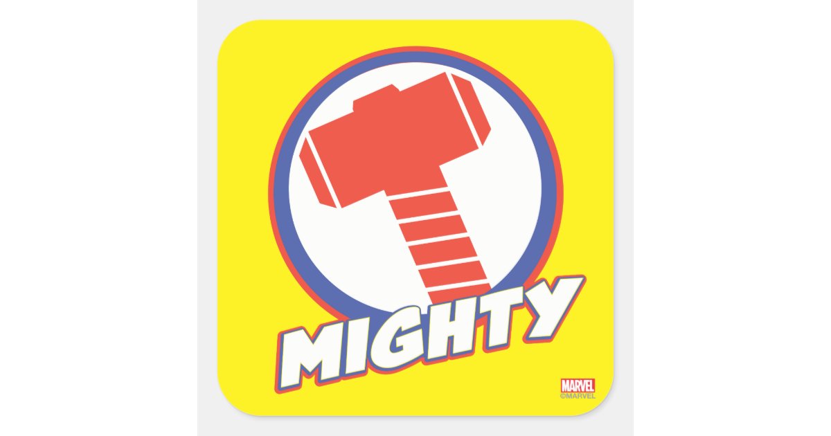 Avengers Assemble Mighty Thor Logo Square Sticker Zazzle Com