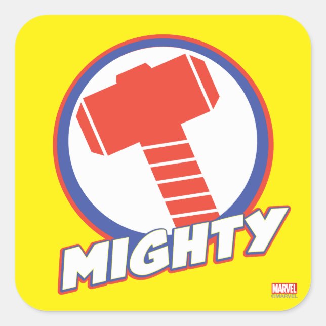 Avengers Assemble Mighty Thor Logo Square Sticker (Front)