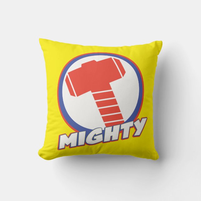 Avengers Assemble Mighty Thor Logo Throw Pillow (Front)