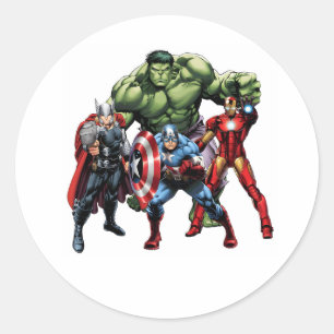 Avengers Assemble: Power, Unity, and Heroism Classic Round Sticker