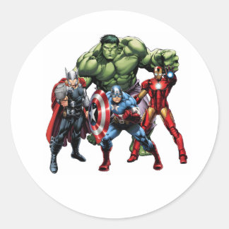 Avengers Assemble: Power, Unity, and Heroism Classic Round Sticker