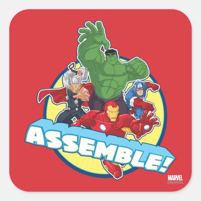 Avengers Assemble! Square Sticker (Front)