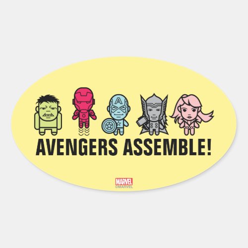 Avengers Assemble _ Stylized Line Art Oval Sticker