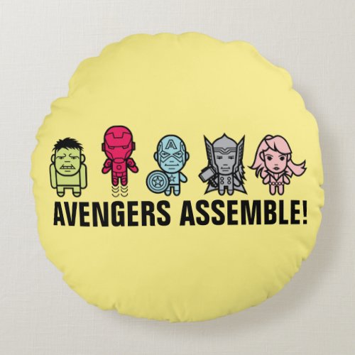 Avengers Assemble _ Stylized Line Art Round Pillow