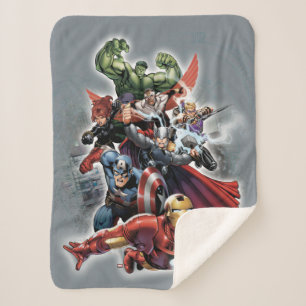 Avengers Attack Graphic Sherpa Blanket