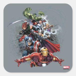 Avengers Attack Graphic Square Sticker